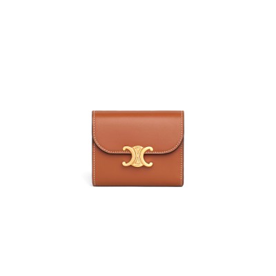 CELINE SMALL FLAP WALLET TRIOMPHE IN SHINY SMOOTH LAMBSKIN 10D783BZG.04LU (10.5*8.5*4cm)